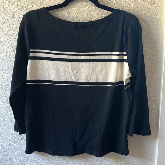 Chaps black white striped boatneck top - Picture 4 of 4